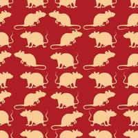 Vector seamless pattern with rat's silhouettes. Chinese New year of the rat background.