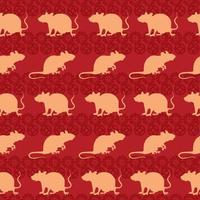 Vector seamless pattern with rat's silhouettes. Chinese New year of the rat background.