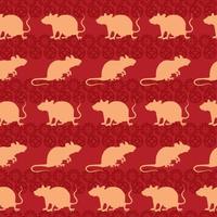 Vector seamless pattern with rat's silhouettes. Chinese New year of the rat background.