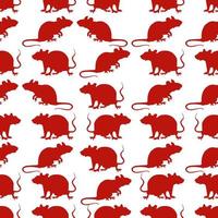 Vector seamless pattern with rat's silhouettes. Chinese New year of the rat background.