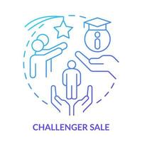 Challenger sale blue gradient concept icon. Highly effective selling technique abstract idea thin line illustration. Training courses. Isolated outline drawing. vector