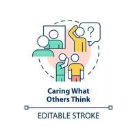 Caring what others think concept icon. Emotional challenge abstract idea thin line illustration. Approval-seeking behavior. Isolated outline drawing. Editable stroke. vector