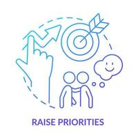 Raise priorities blue gradient concept icon. Communication component abstract idea thin line illustration. Increase sales productivity. Isolated outline drawing. vector