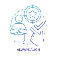 Always align blue gradient concept icon. Component of communication in sales abstract idea thin line illustration. Customer needs and wants. Isolated outline drawing. vector