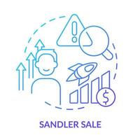 Sandler sale blue gradient concept icon. Successful selling technique abstract idea thin line illustration. Salesperson playing advisor role. Isolated outline drawing. vector