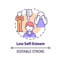 Low self-esteem concept icon. Body image perception in teens abstract idea thin line illustration. Confidence-building. Isolated outline drawing. Editable stroke. vector