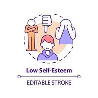 Low self-esteem concept icon. Body image perception in teens abstract idea thin line illustration. Confidence-building. Isolated outline drawing. Editable stroke. vector