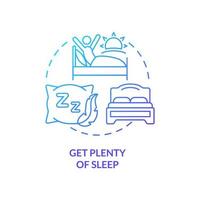 Get plenty of sleep blue gradient concept icon. Get enough rest to stay energized. Road trip tip abstract idea thin line illustration. Isolated outline drawing. vector