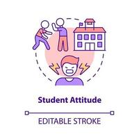 Student attitude concept icon. Poor pupils behavior. Problem in public schools abstract idea thin line illustration. Isolated outline drawing. Editable stroke. vector