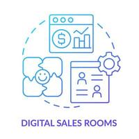 Digital sales rooms blue gradient concept icon. Selling software abstract idea thin line illustration. Virtual channels for content sharing. Isolated outline drawing. vector