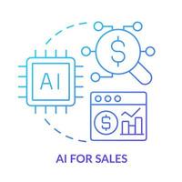 AI for sales blue gradient concept icon. Selling trend abstract idea thin line illustration. Machine learning. Increasing company revenue. Isolated outline drawing. vector