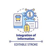 Integration of information concept icon. Mobile app. Maas integration level abstract idea thin line illustration. Isolated outline drawing. Editable stroke. vector