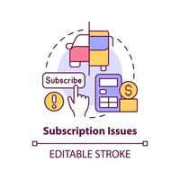 Subscription issues concept icon. Regular payment for package. Maas issue abstract idea thin line illustration. Isolated outline drawing. Editable stroke. vector