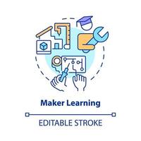 Maker learning concept icon. Hand-on activities. Trend in education abstract idea thin line illustration. Isolated outline drawing. Editable stroke. vector