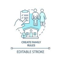 Create family rules turquoise concept icon. Discipline. Encouraging teamwork abstract idea thin line illustration. Isolated outline drawing. Editable stroke. vector