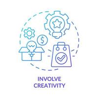 Involve creativity blue gradient concept icon. Sales trend abstract idea thin line illustration. New solutions for client satisfaction. Isolated outline drawing. vector