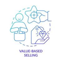 Value-based selling blue gradient concept icon. Sales trend abstract idea thin line illustration. Wise purchase decisions of customer. Isolated outline drawing. vector