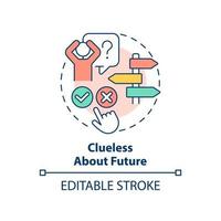 Clueless about future concept icon. Issue in adolescence abstract idea thin line illustration. Feeling stressed about life. Isolated outline drawing. Editable stroke. vector