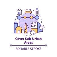 Cover suburban areas concept icon. Uptown infrastructure. Building mobility service abstract idea thin line illustration. Isolated outline drawing. Editable stroke. vector