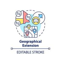 Geographical extension concept icon. Infrastructure development. Maas requirement abstract idea thin line illustration. Isolated outline drawing. Editable stroke. vector