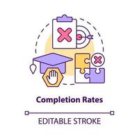 Completion rates concept icon. Do not finish college. Issue in higher education abstract idea thin line illustration. Isolated outline drawing. Editable stroke. vector