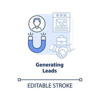 Generating leads light blue concept icon. Websites classification abstract idea thin line illustration. Content strategy. Isolated outline drawing. Editable stroke. vector