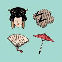 set of japanese culture vector