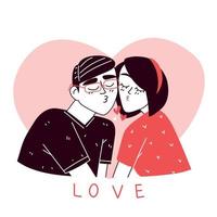 couple in heart, line art vector