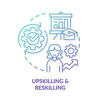 Upskilling and reskilling blue gradient concept icon. Learning approach abstract idea thin line illustration. Develop new competencies. Isolated outline drawing. vector
