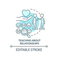 Teaching about relationships turquoise concept icon. Family relationships importance abstract idea thin line illustration. Isolated outline drawing. Editable stroke. vector