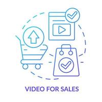 Video for sales blue gradient concept icon. Selling trend abstract idea thin line illustration. Promoting product, service. Branding process. Isolated outline drawing. vector