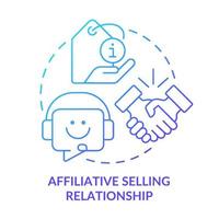 Affiliative selling relationship blue gradient concept icon. Buyer-seller interaction abstract idea thin line illustration. Partnership. Isolated outline drawing. vector