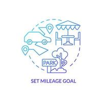 Set mileage goal blue gradient concept icon. Do regular stops to relax. Road trip recommendation abstract idea thin line illustration. Isolated outline drawing. vector