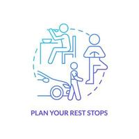 Plan your rest stops blue gradient concept icon. Take a break from driving. Road trip advice abstract idea thin line illustration. Isolated outline drawing. vector