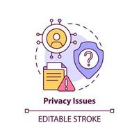 Privacy issues concept icon. Personal information sharing. Maas issue abstract idea thin line illustration. Isolated outline drawing. Editable stroke.