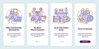 Building mobility services onboarding mobile app screen. Transport walkthrough 4 steps editable graphic instructions with linear concepts. UI, UX, GUI template. vector