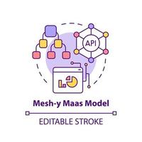 Mesh-y Maas model concept icon. Approaches combination. Mobility as service model abstract idea thin line illustration. Isolated outline drawing. Editable stroke. vector