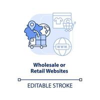 Wholesale and retail websites light blue concept icon. Category of websites abstract idea thin line illustration. Isolated outline drawing. Editable stroke. vector