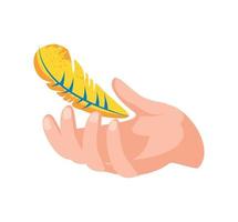 hand with feather vector