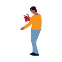 hombre con libro escolar vector