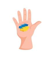 hand with flag, pray for Ukraine vector