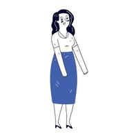 woman with skirt, line art vector