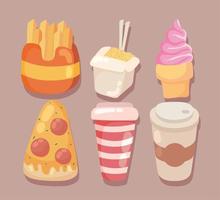 fast food, icon set vector