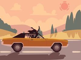 couple in road trip vector