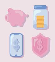 icons, saving and investing money vector