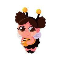 cute girl in bee costume halloween vector