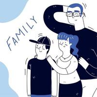 familia feliz, arte lineal vector