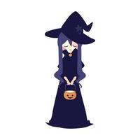 bruja de halloween con calabaza vector