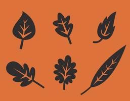 Set of different leaves. Autumn design elements in black flat style. vector