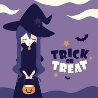 halloween witch trick or treat vector